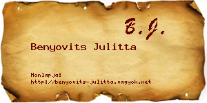 Benyovits Julitta névjegykártya
